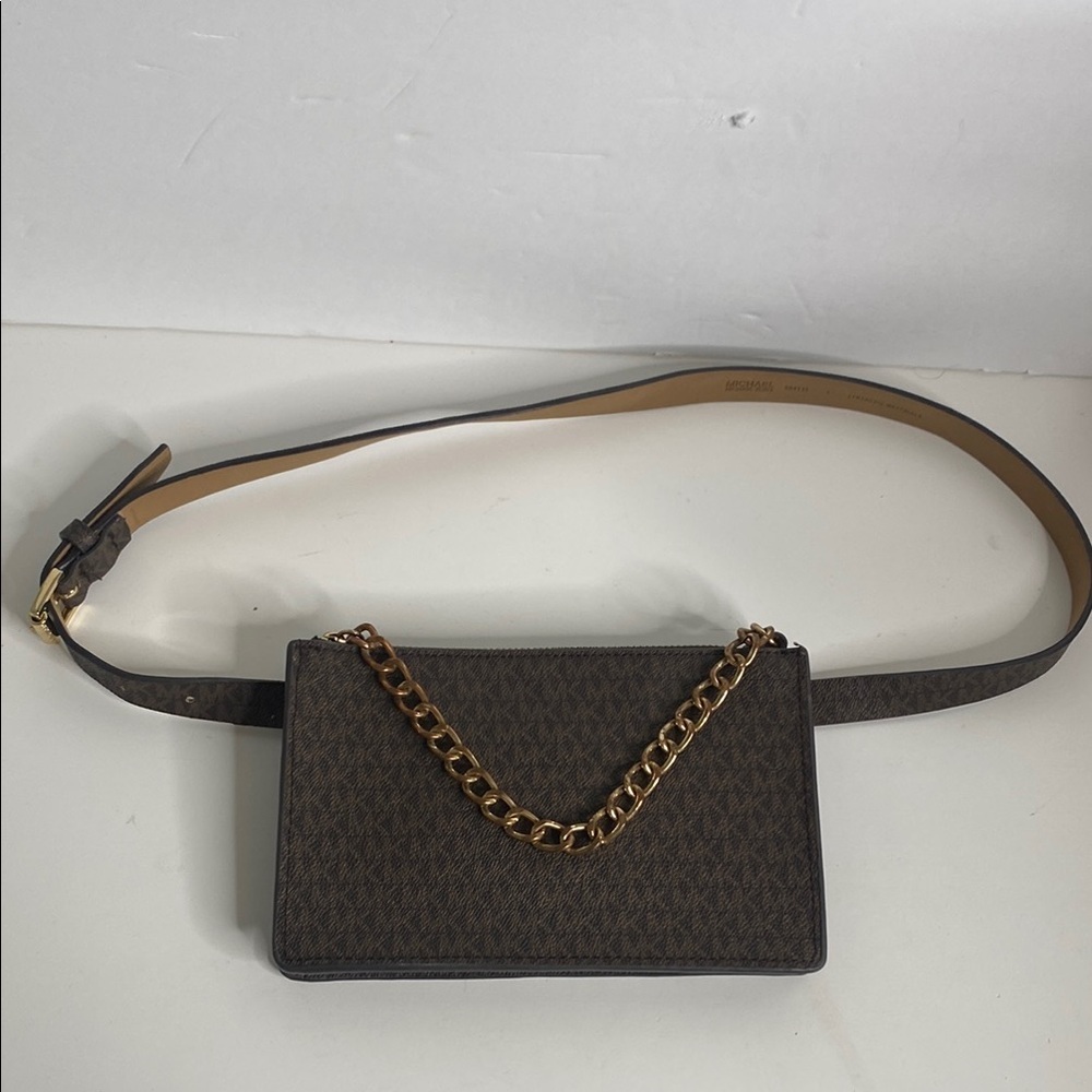 MICHAEL KORS Brown Chain Belt Bag